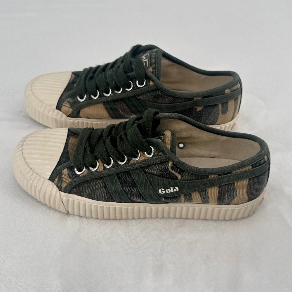 Gola Camouflage Canvas Sneakers in Green, Brown, Black - Picture 3 of 11